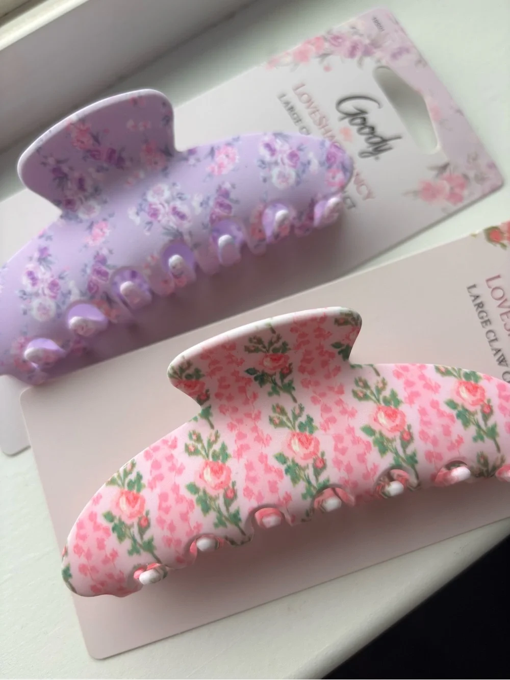 LoveShackFancy x Target Goody Pink and Purple Floral 2 Large Claw Clips NEW